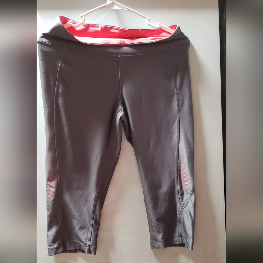 Women's Athletic Leggings in Charcoal with Pink Accent